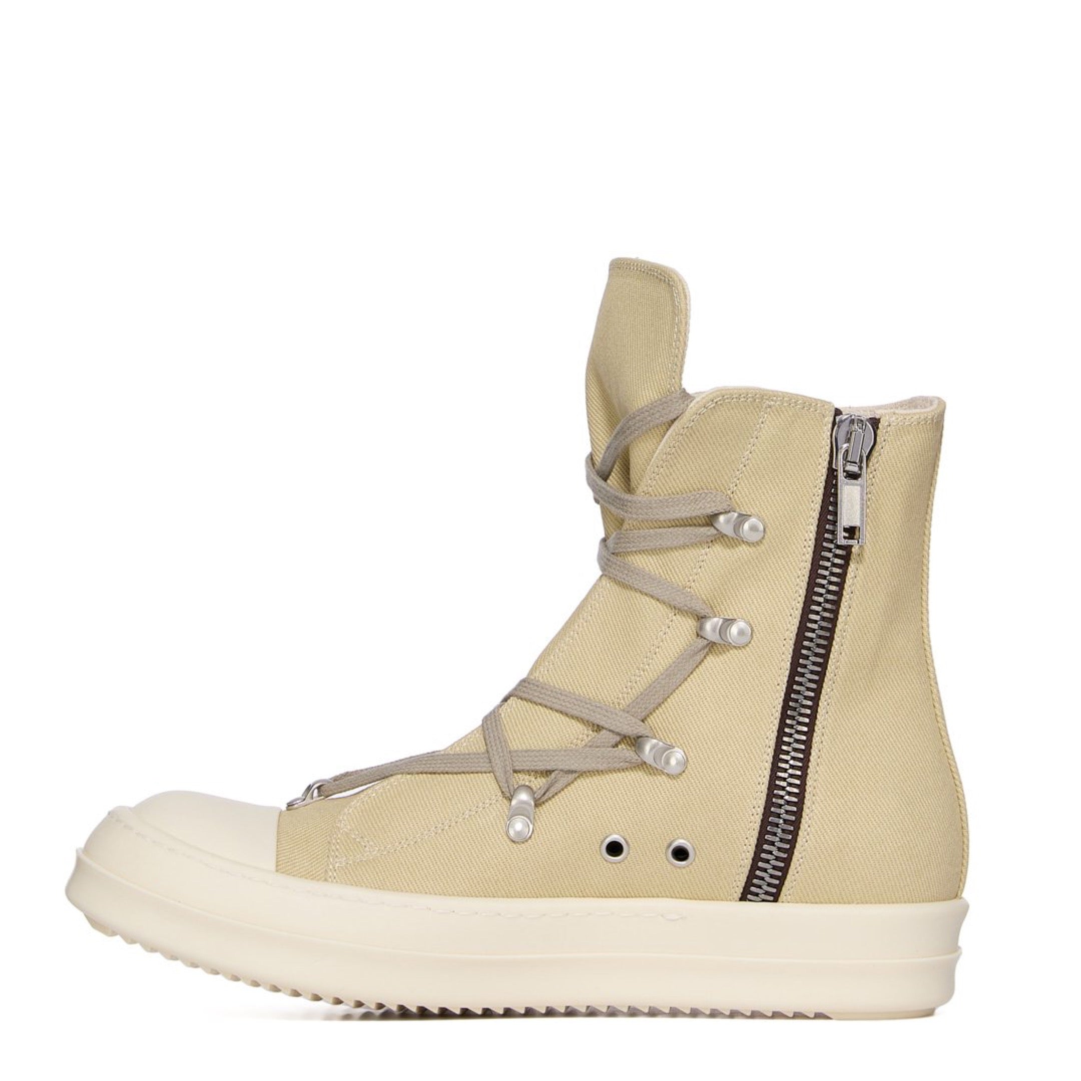 RICK OWENS DRKSHDW SS25 HOLLYWOOD HEXA SNEAKS IN PARCHMENT PEARL MILK MILK