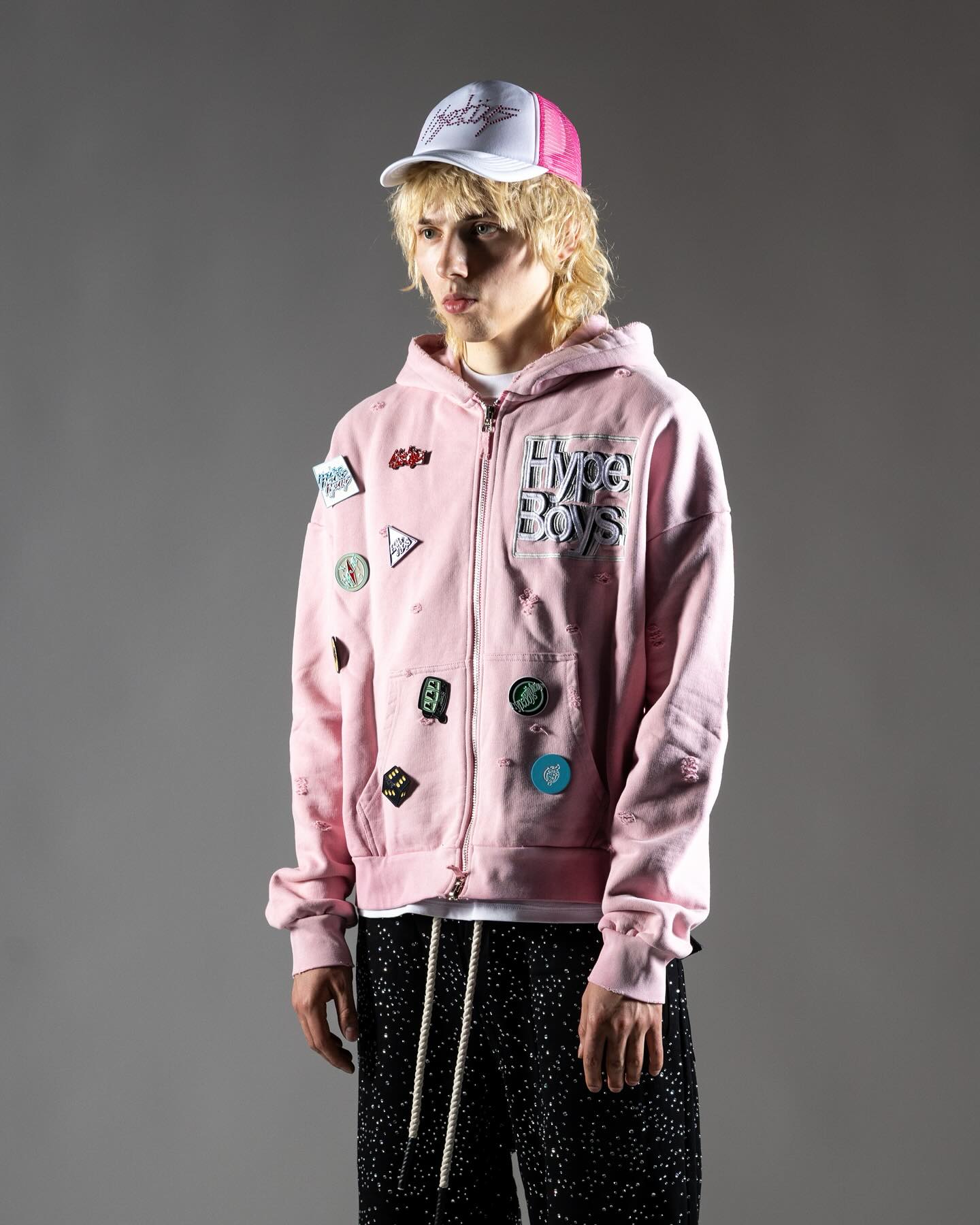 HYPEBOYS DOUBLE ZIP PIN PINK HOODIE
