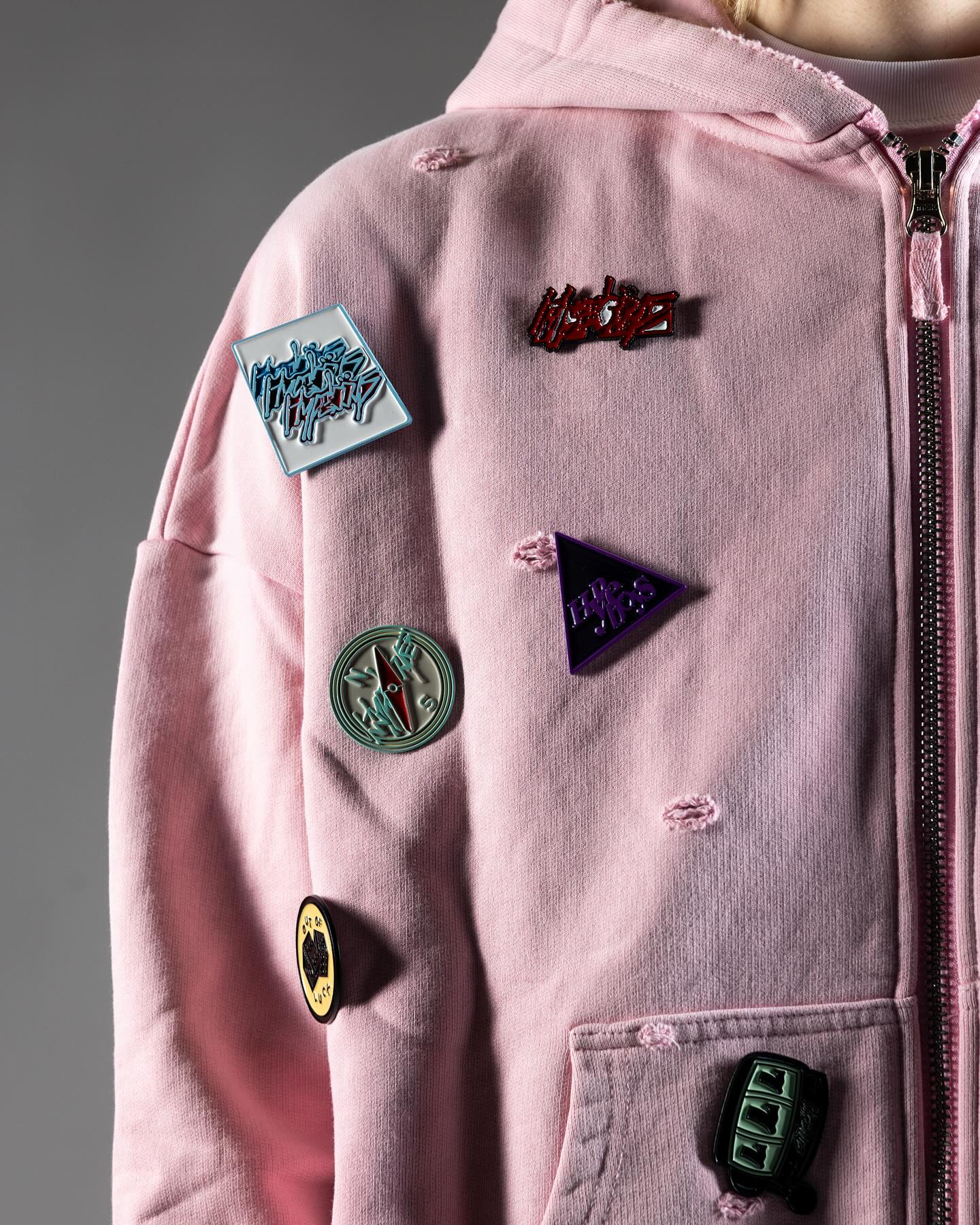 HYPEBOYS DOUBLE ZIP PIN PINK HOODIE