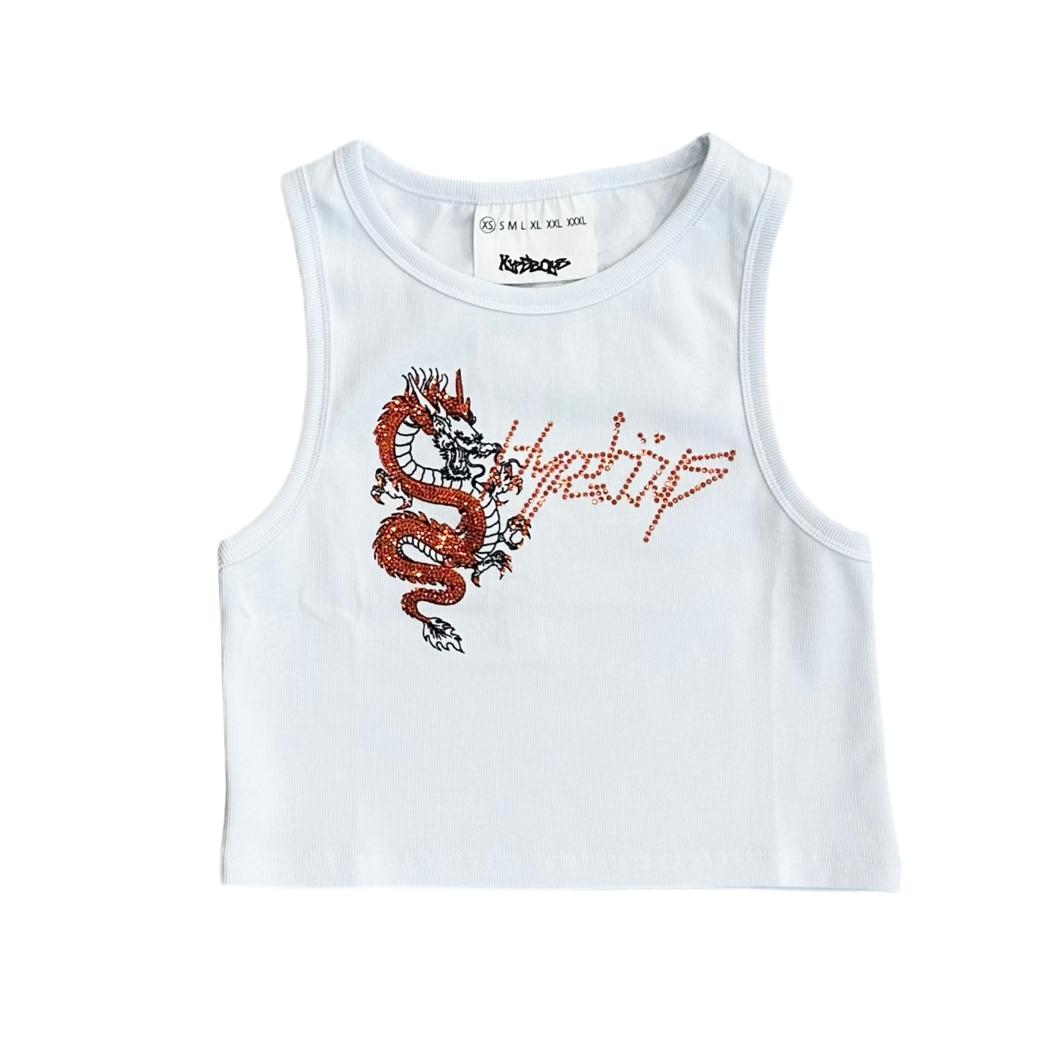 HYPEBOYS CROPPED ORANGE & WHITE SNAKE TANK WOMEN