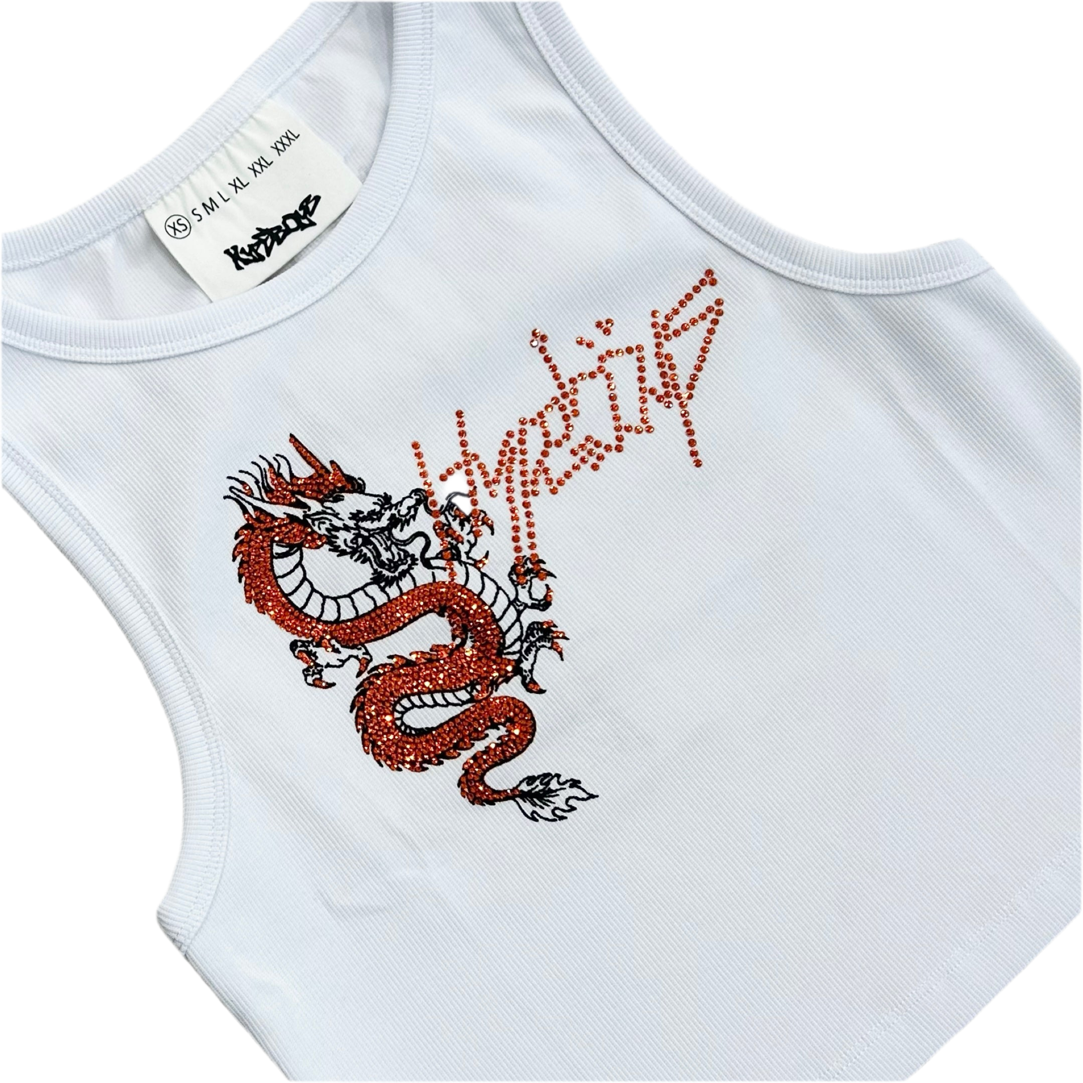 HYPEBOYS CROPPED ORANGE & WHITE SNAKE TANK WOMEN