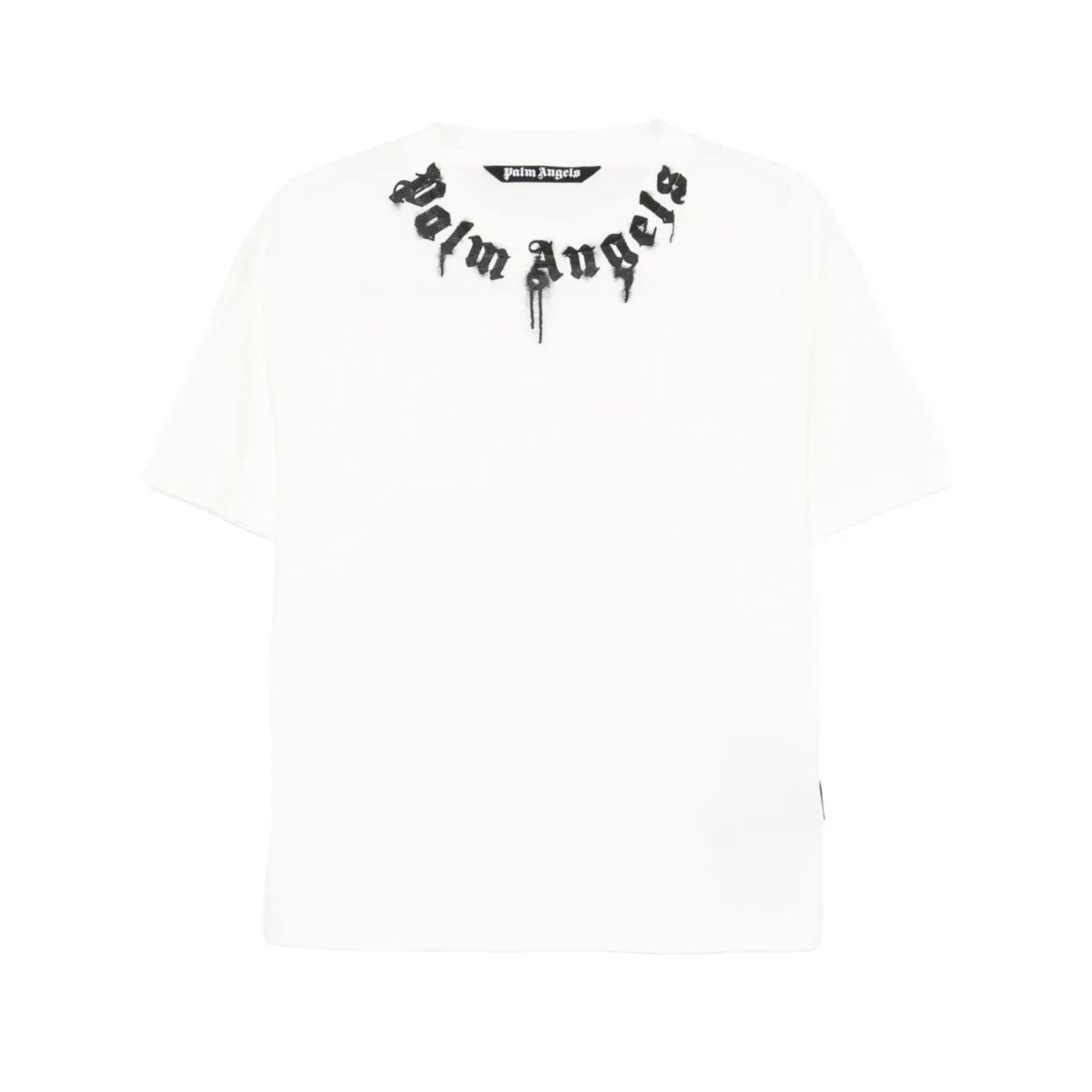 PALM ANGELS Curved Logo Over T-shirt WHITE & BLACK