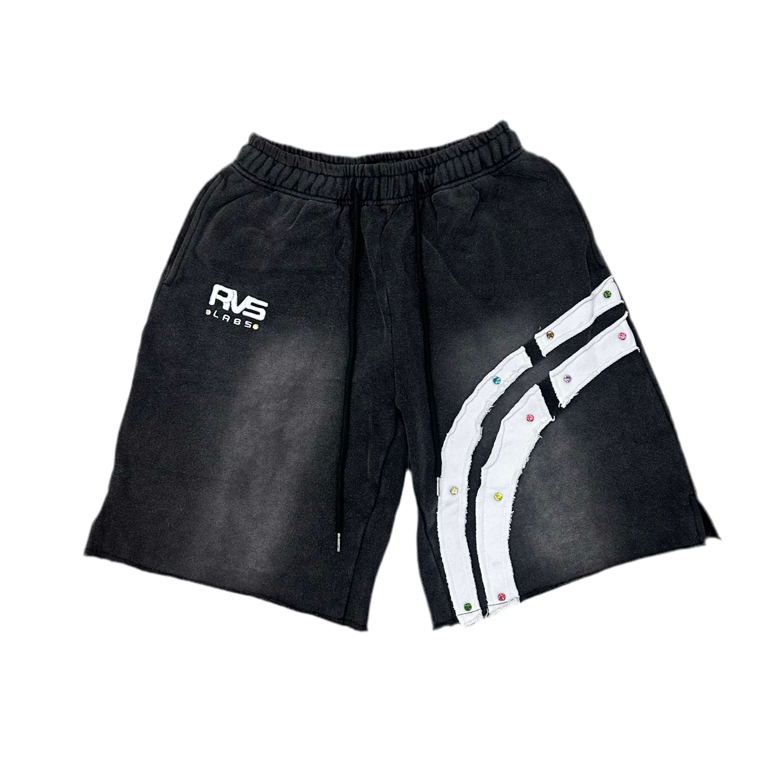 RVS LABS| Smoke Washed "Signature" Shorts with Gem Stones