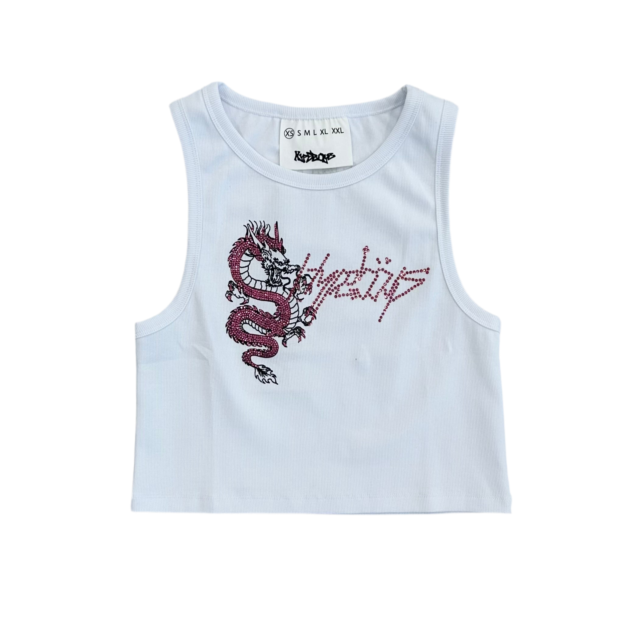 HYPEBOYS CROPPED PINK & WHITE SNAKE TANK WOMEN