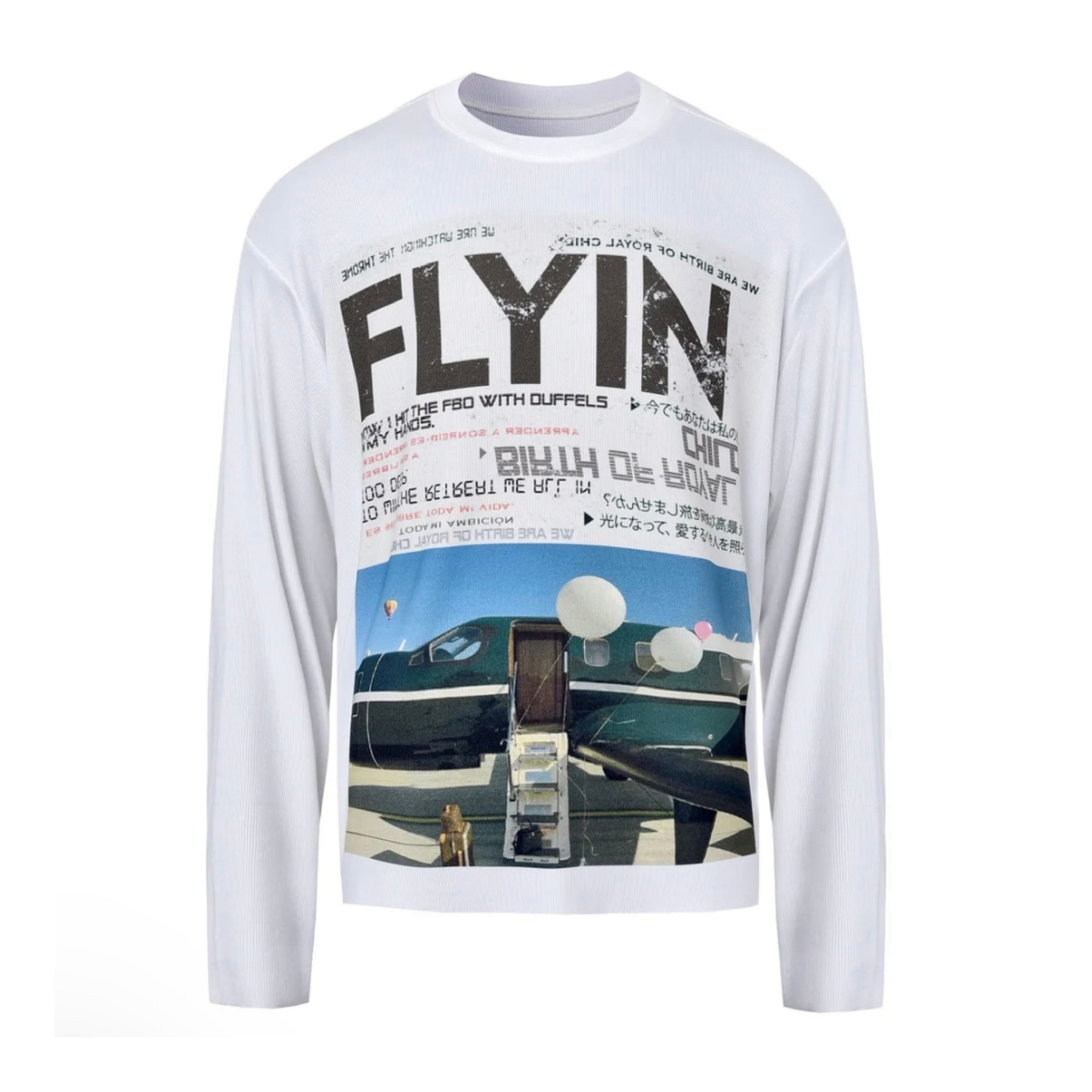 BIRTH OF ROYAL CHILD Private Jet Print Long-Sleeve Tshirt