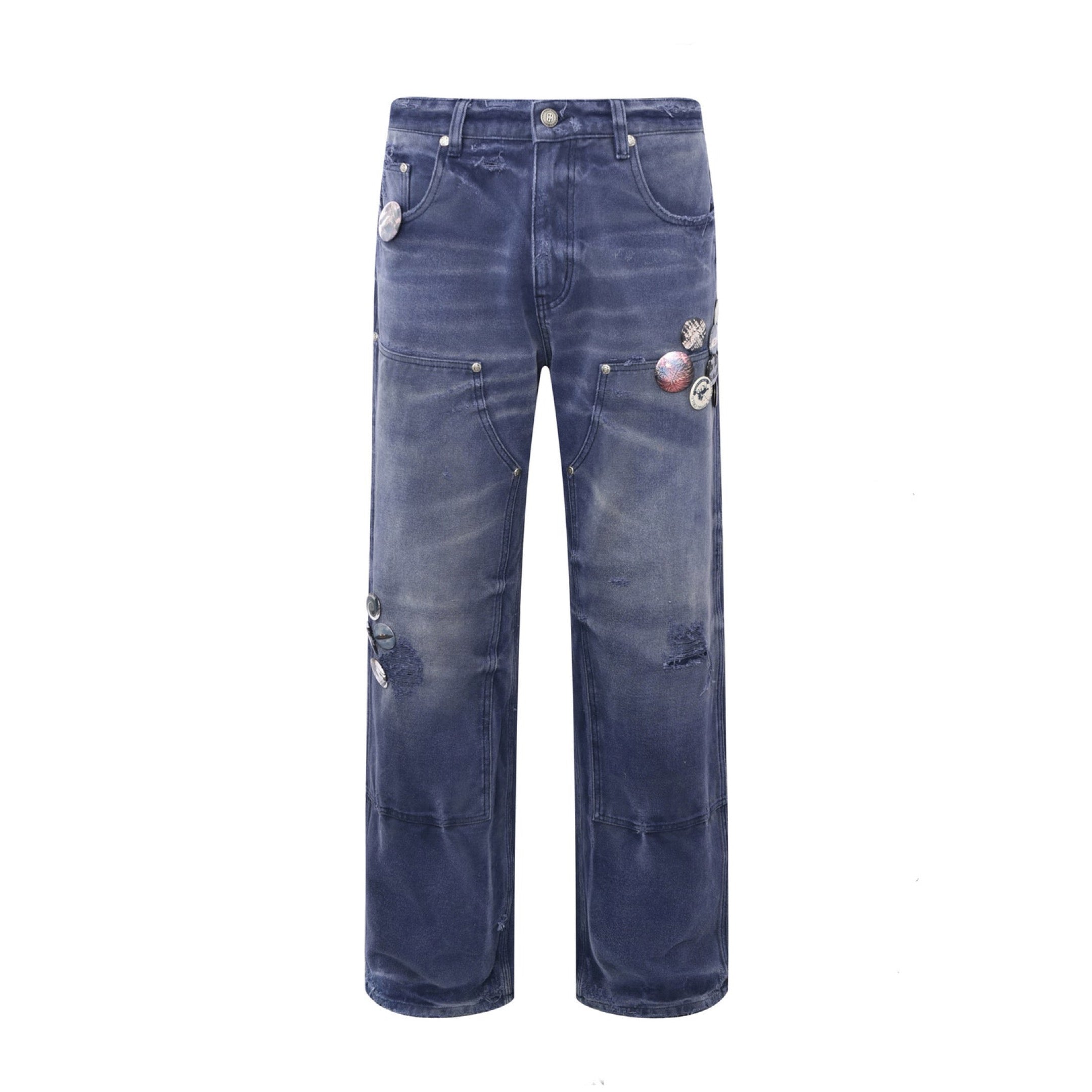 Birth Of Royal Child 1920s Vintage Blue Pin Emblem Workwear Trousers