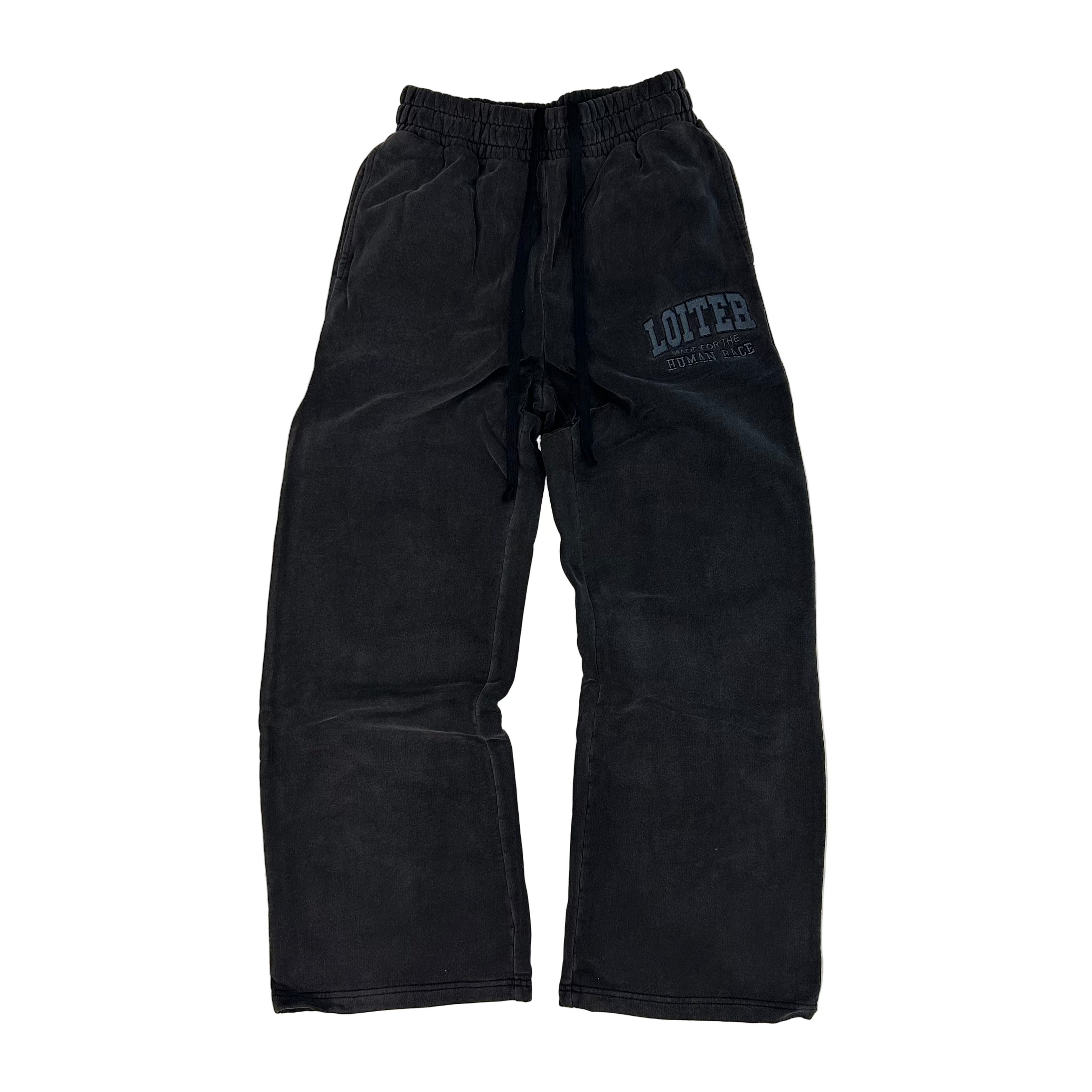 LOITER COLLEGE DROP OUT WASHED BLACK TRACKPANTS