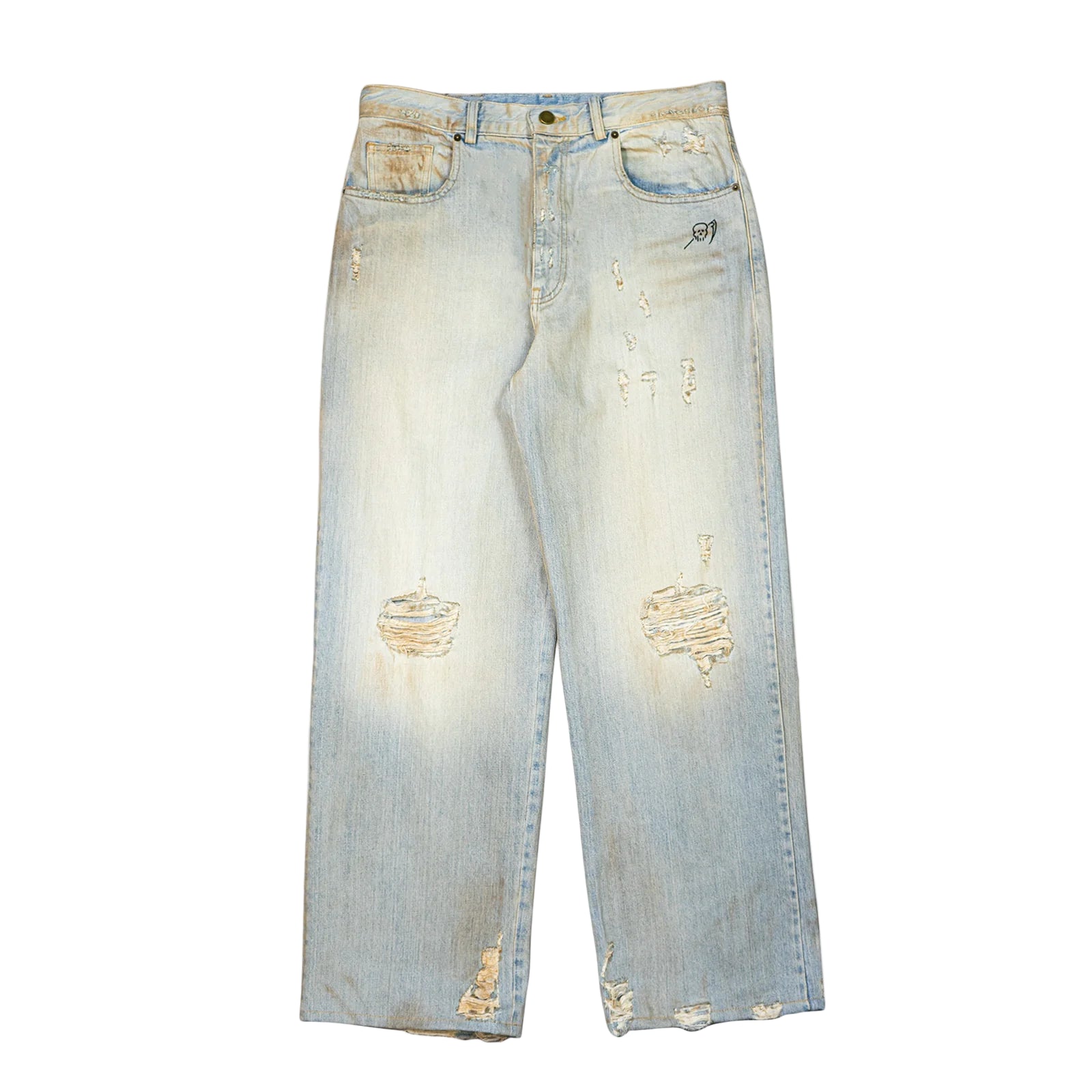 WARREN LOTAS BAGGY PRINTED JEANS BLUE, BROWN & GREEN
