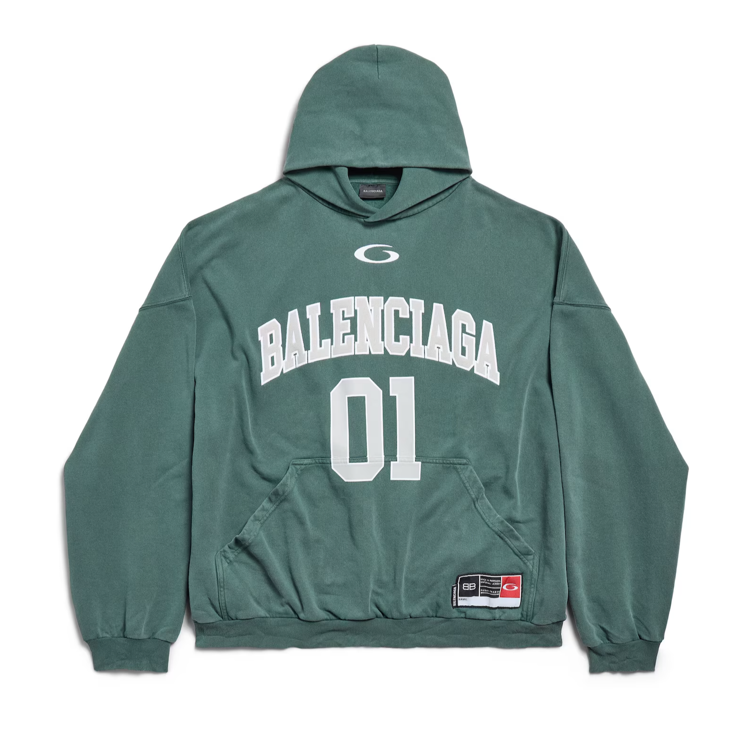 Balenciaga Basketball Hoodie Large Fit in Dark Green & Light Green