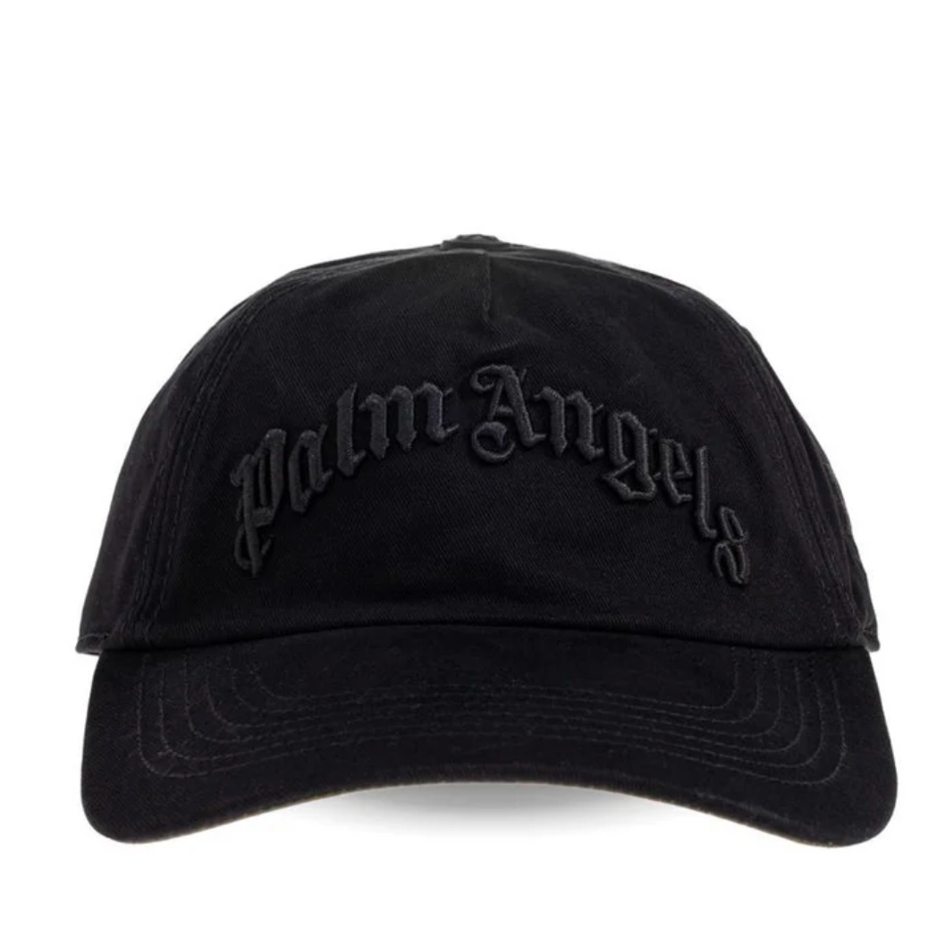 PALM ANGELS CURVED LOGO TONAL CAP BLACK & ARMY GREEN