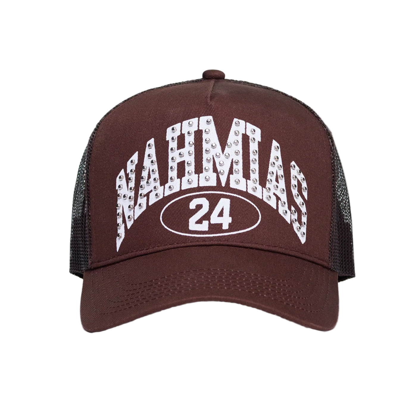 NAHMIAS Studded Nahmias Marquee Trucker Hat Brown