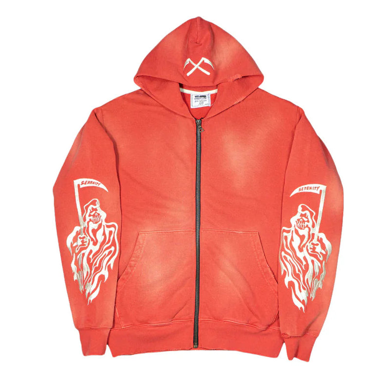 WARREN LOTAS SERENITY REAPER DESTROYED FLEECE HOODIE RED