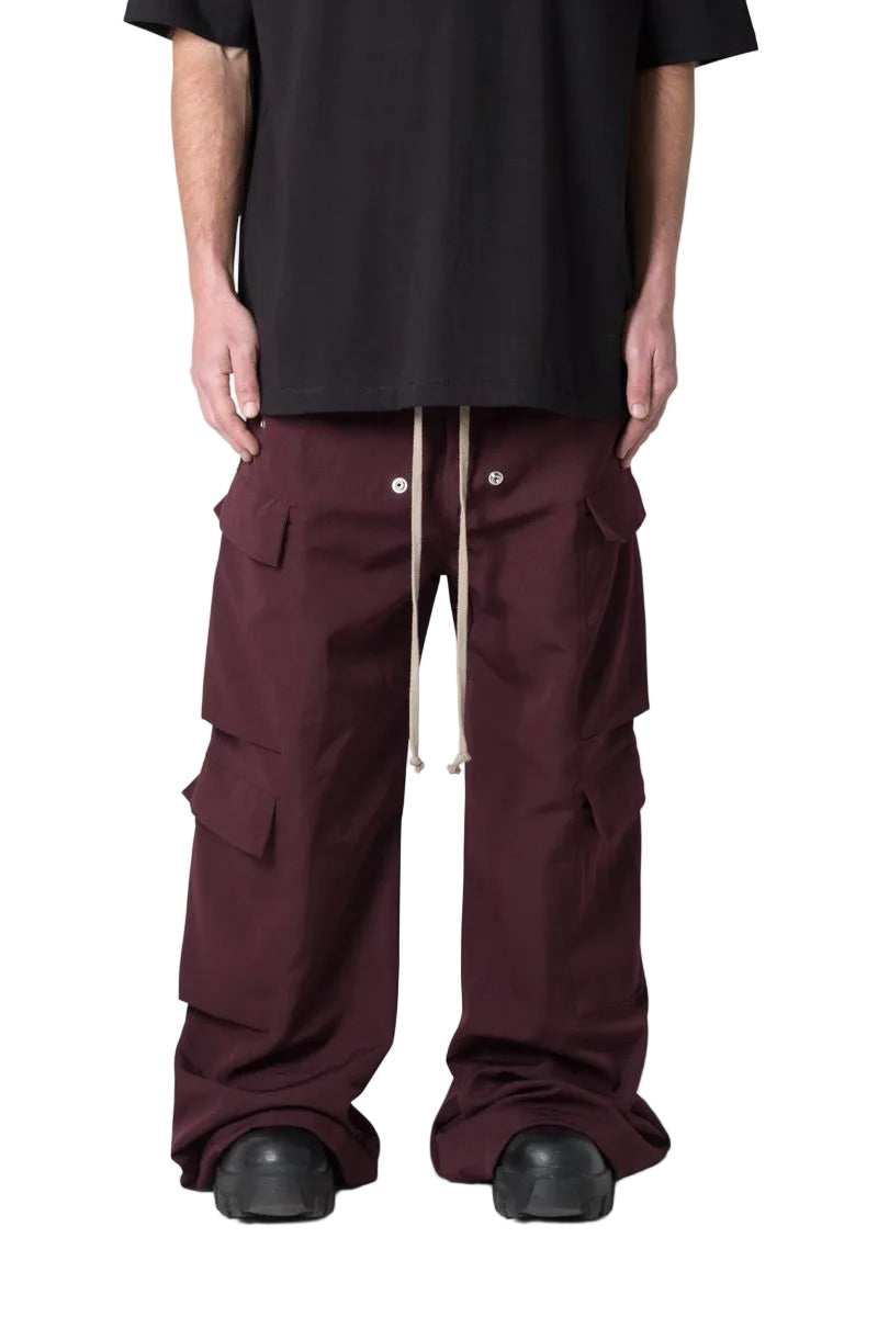 MNML RAVE DOUBLE CARGO PANTS PLUM