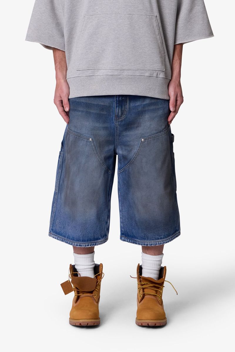 MNML Ultra Baggy Carpenter Shorts Washed Blue