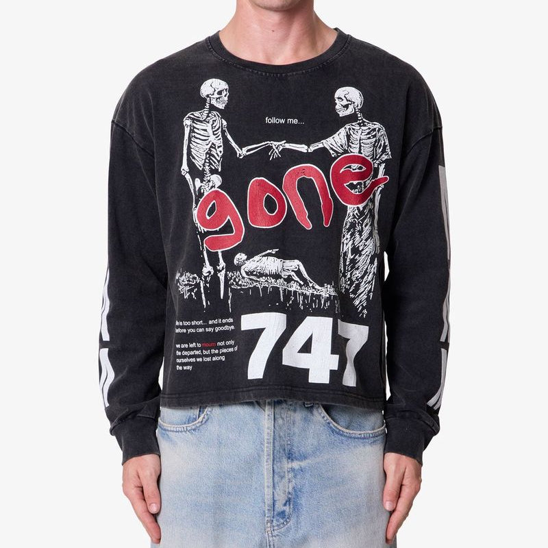 MNML Gone Skeleton Print L/S Tee - Black
