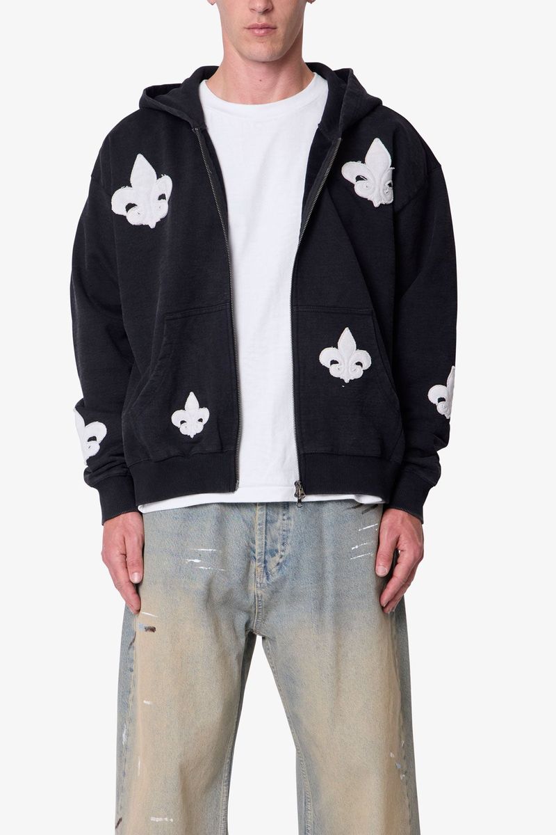 mnml Fleur Zip Up Hoodie - Washed Black