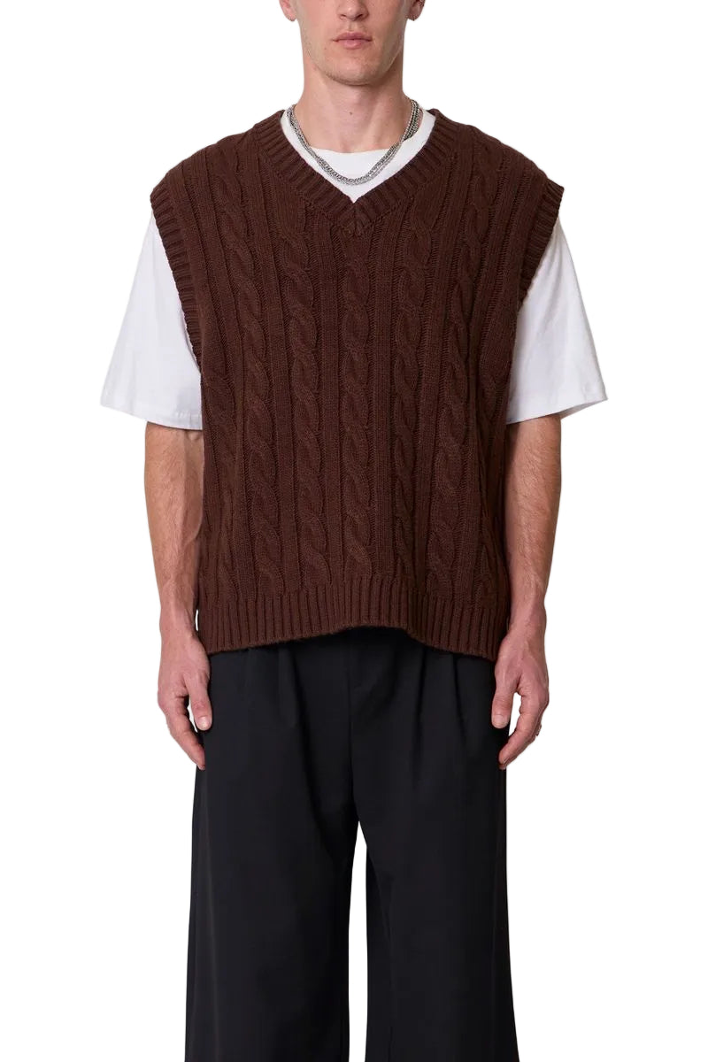 MNML KNIT VEST BROWN