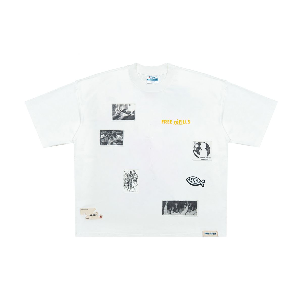 FREE REFILLS  PATCHWORK TEE WHITE