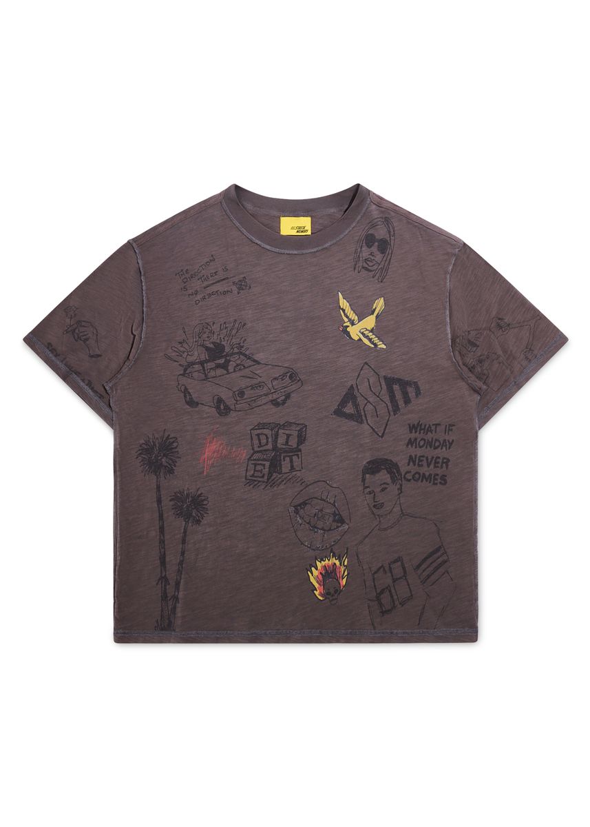 Diet Starts Monday Doodle Tee Vintage Black