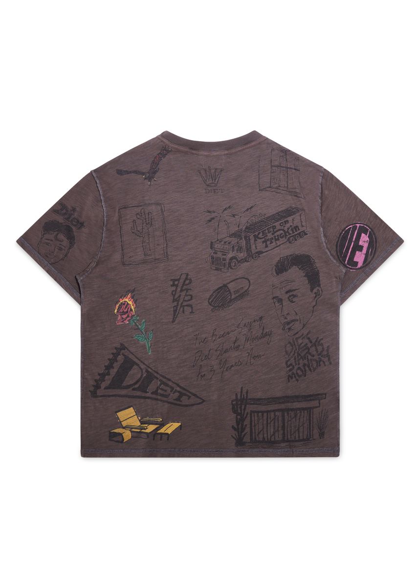 Diet Starts Monday Doodle Tee Vintage Black