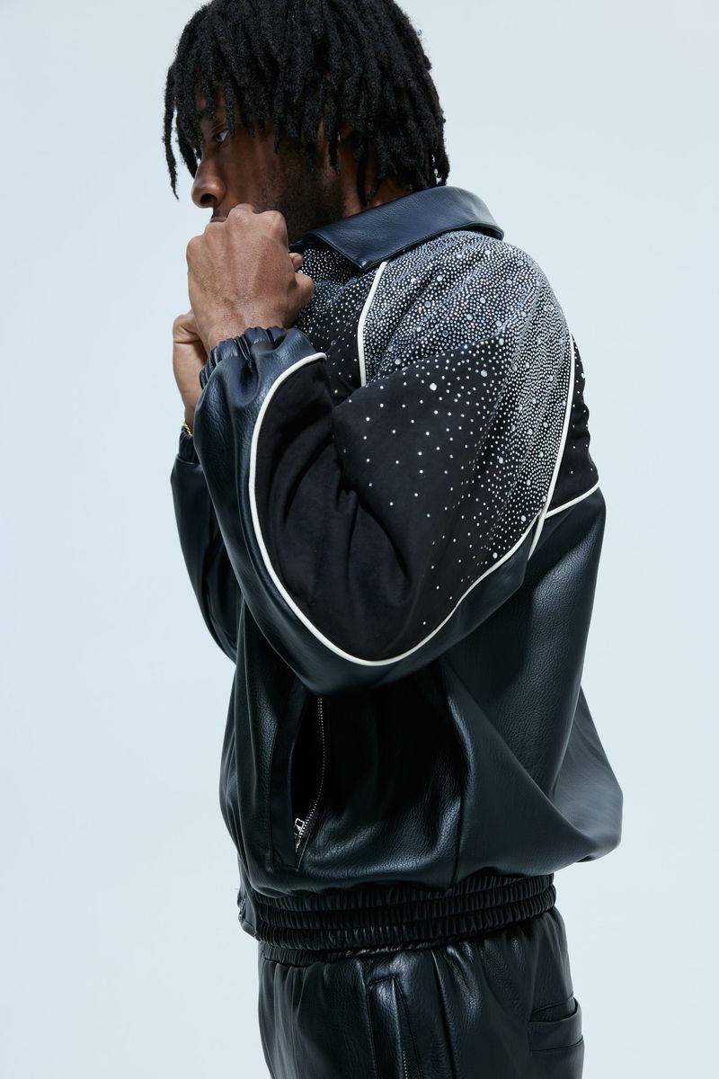 RVS LABS Pebbled Leatherette Black "Astral" windbreaker