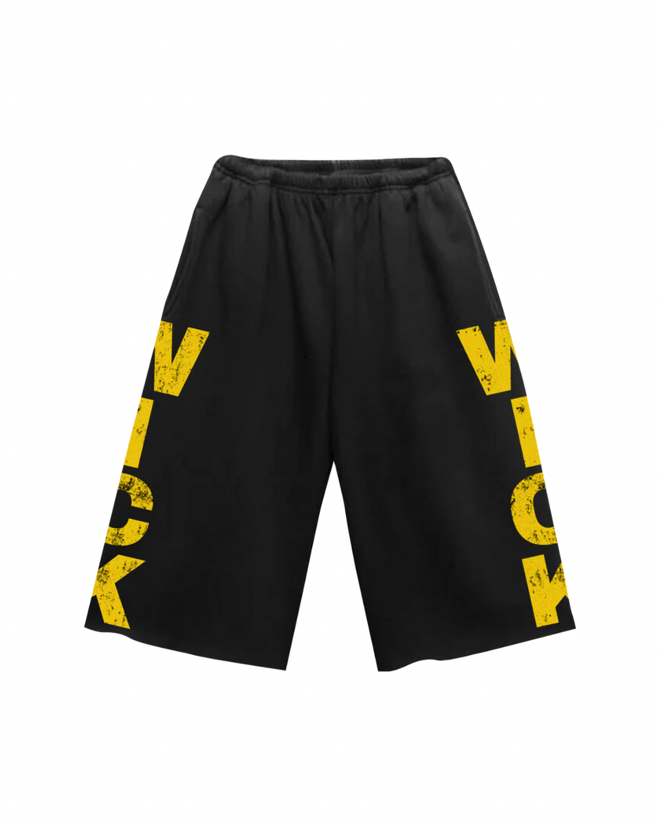 WICK SWEAT SHORTS Black Yellow