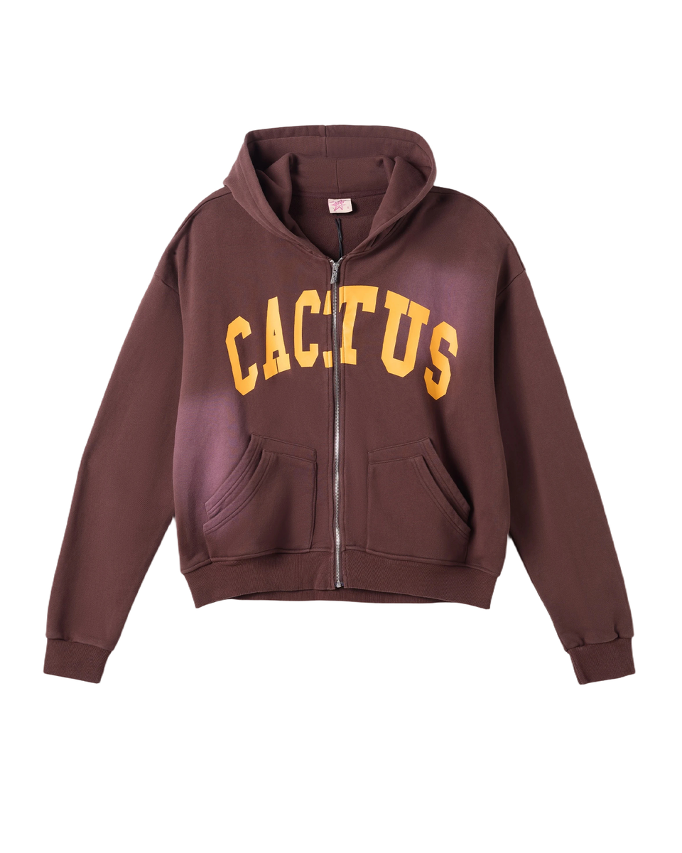 AZVA Crooked Cactus Zip Hoodie Brown