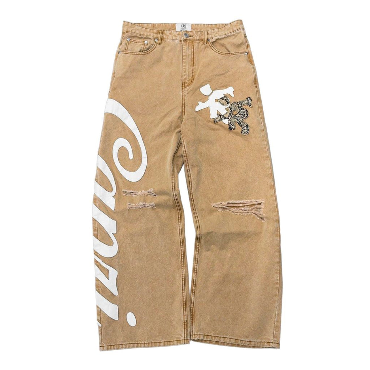 PROJECT CAPRI Caprì Leather jeans Beige