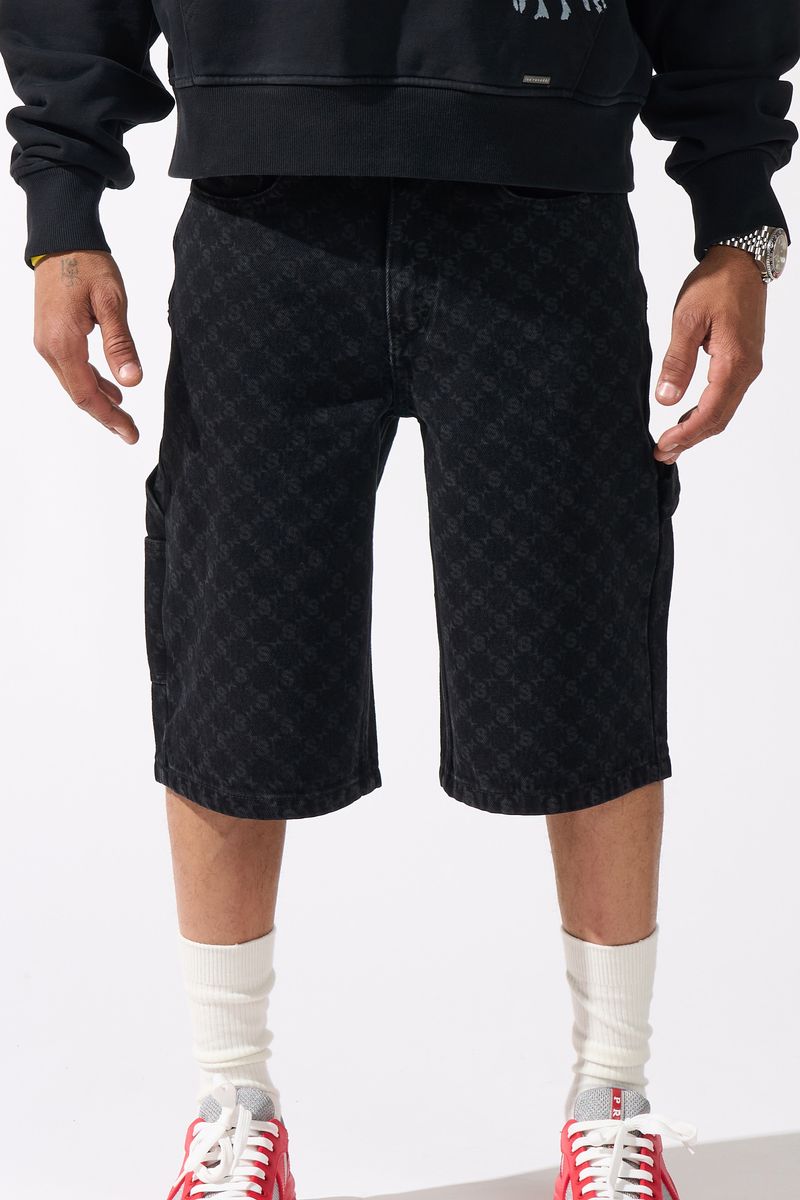 Serenede MONOGRAM Black Denim Shorts
