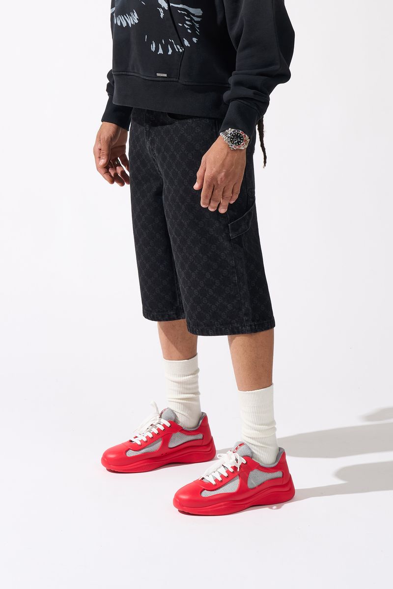 Serenede MONOGRAM Black Denim Shorts