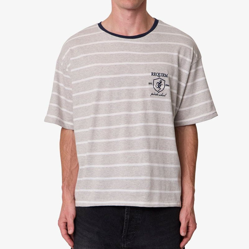 MNML Striped Requiem Tee - Grey/White
