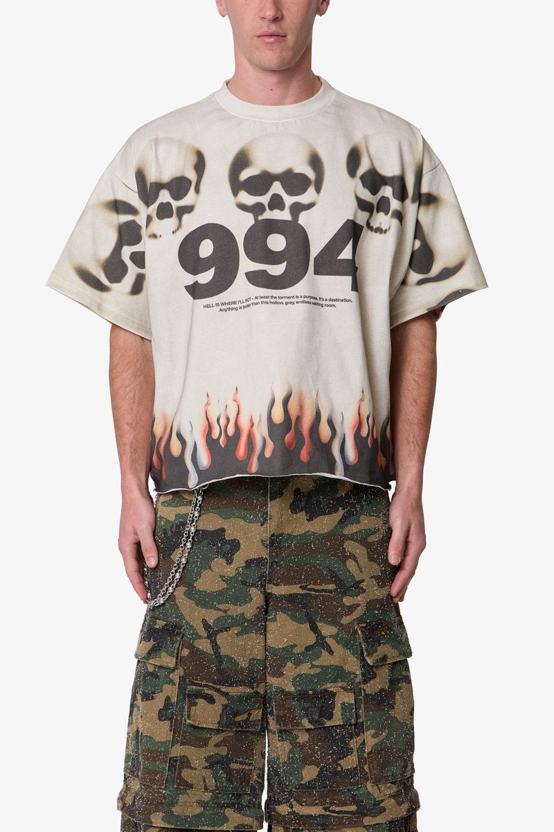 MNML Flame Skull Tee - Off White