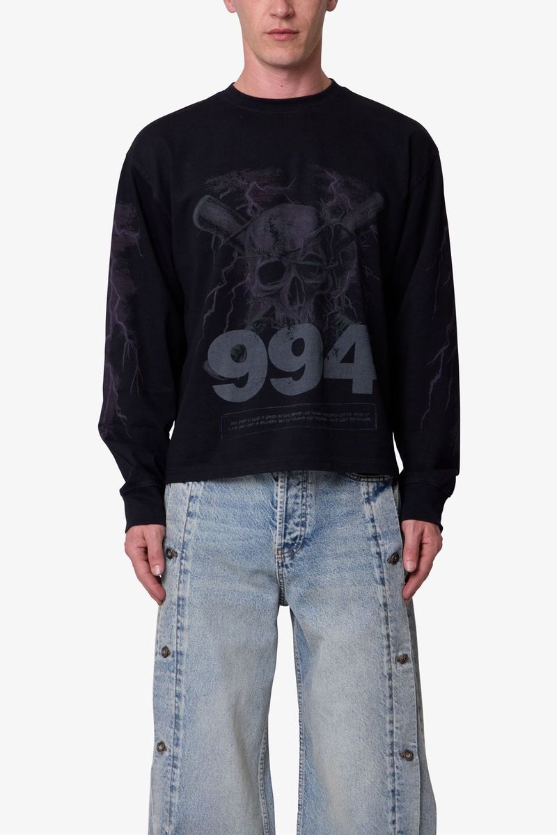 MNML Crossbone L/S Tee - Washed Black