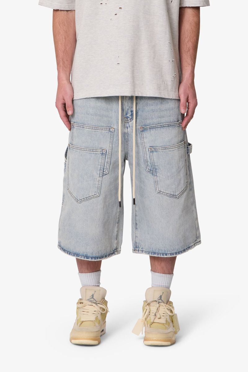 mnml Ultra Baggy Multi Pocket Denim Shorts - Blue