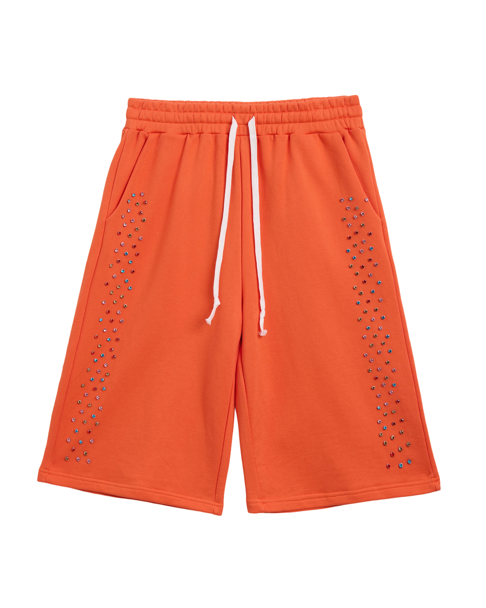 AZVA Crystal Cactus Sweat Shorts Orange