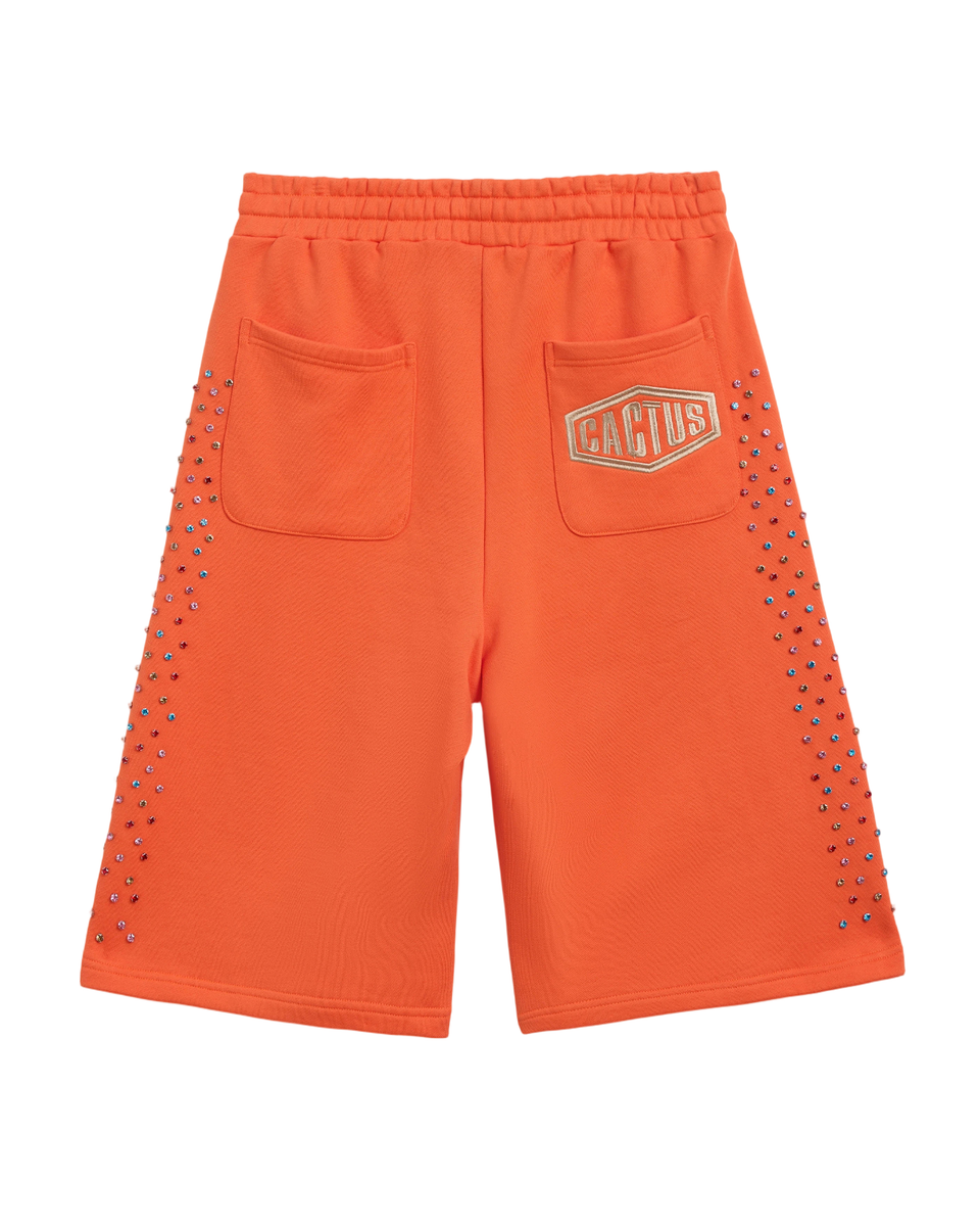 AZVA Crystal Cactus Sweat Shorts Orange