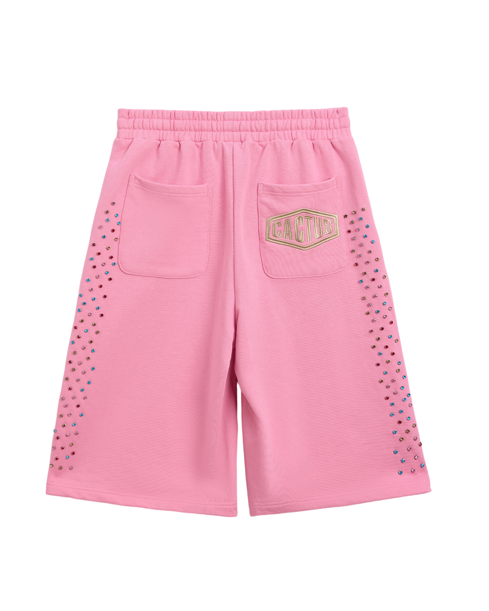 AZVA Crystal Cactus Sweat Shorts Pink
