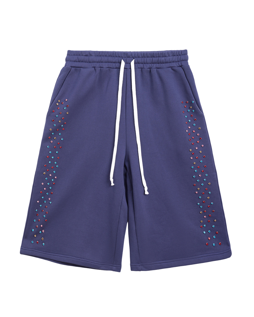 AZVA Crystal Cactus Sweat Shorts Navy