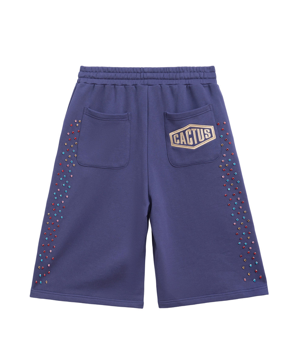 AZVA Crystal Cactus Sweat Shorts Navy