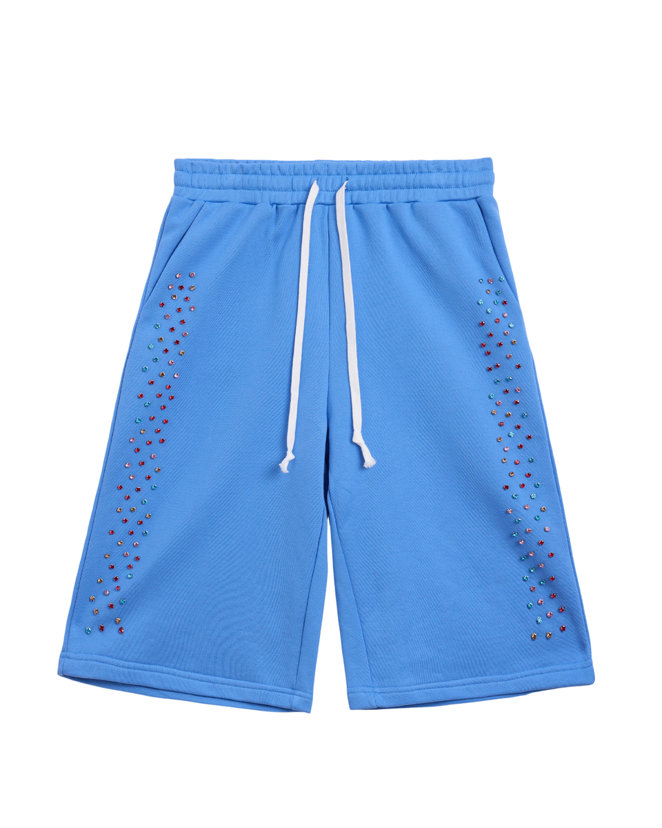 AZVA Crystal Cactus Sweat Shorts Baby Blue