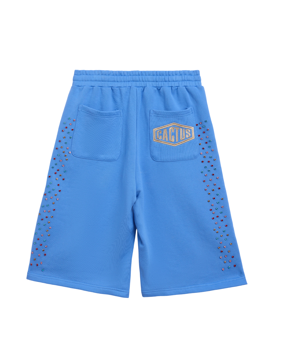 AZVA Crystal Cactus Sweat Shorts Baby Blue