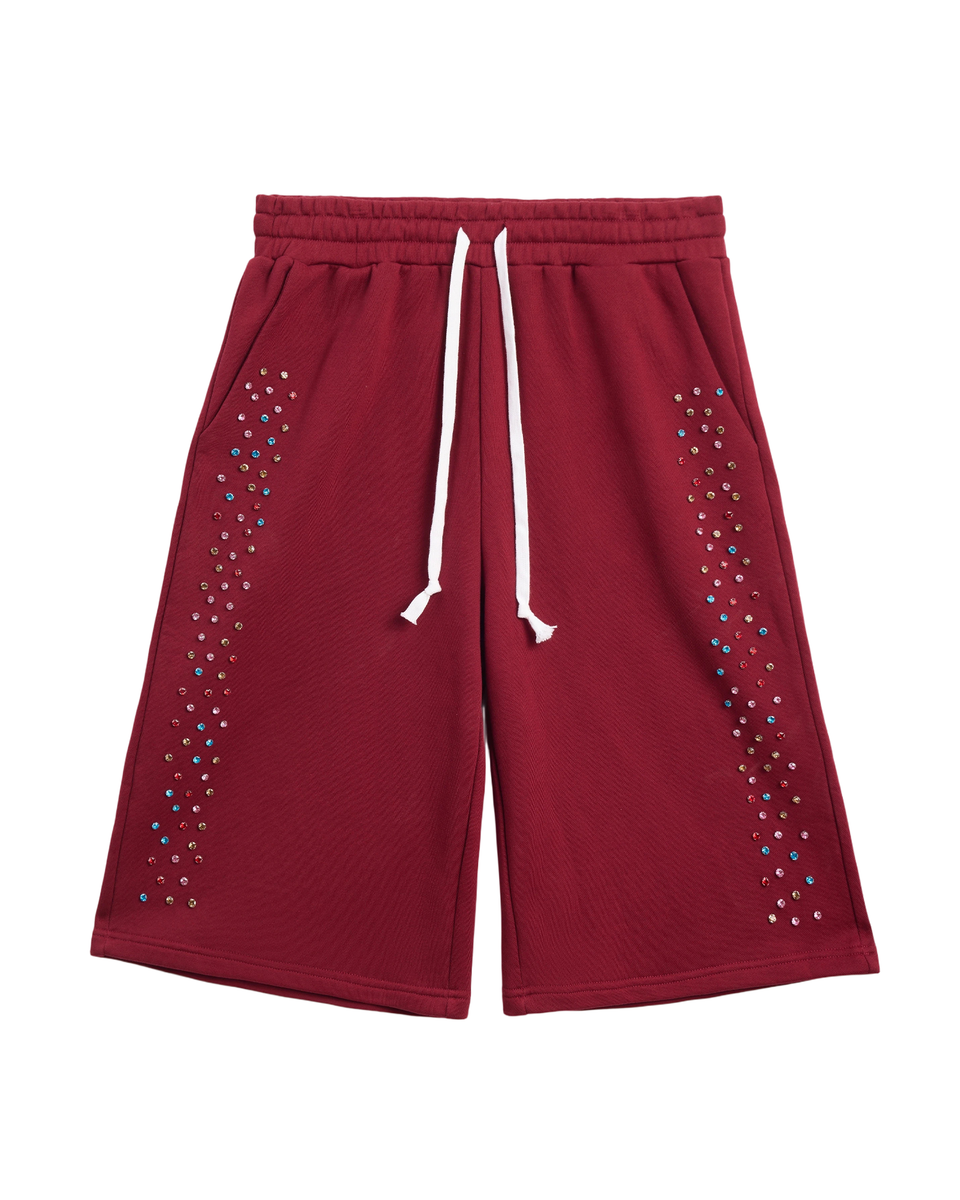 AZVA Crystal Cactus Sweat Shorts Maroon