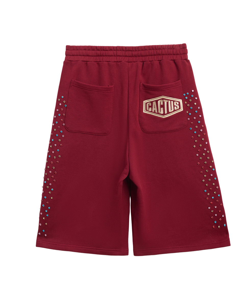 AZVA Crystal Cactus Sweat Shorts Maroon