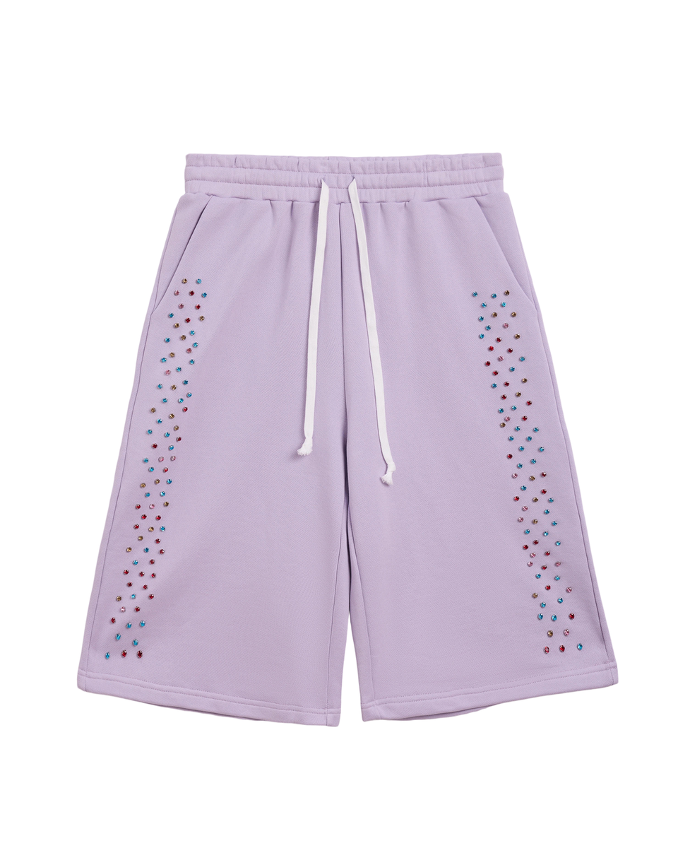 AZVA Crystal Cactus Sweat Shorts Lavender