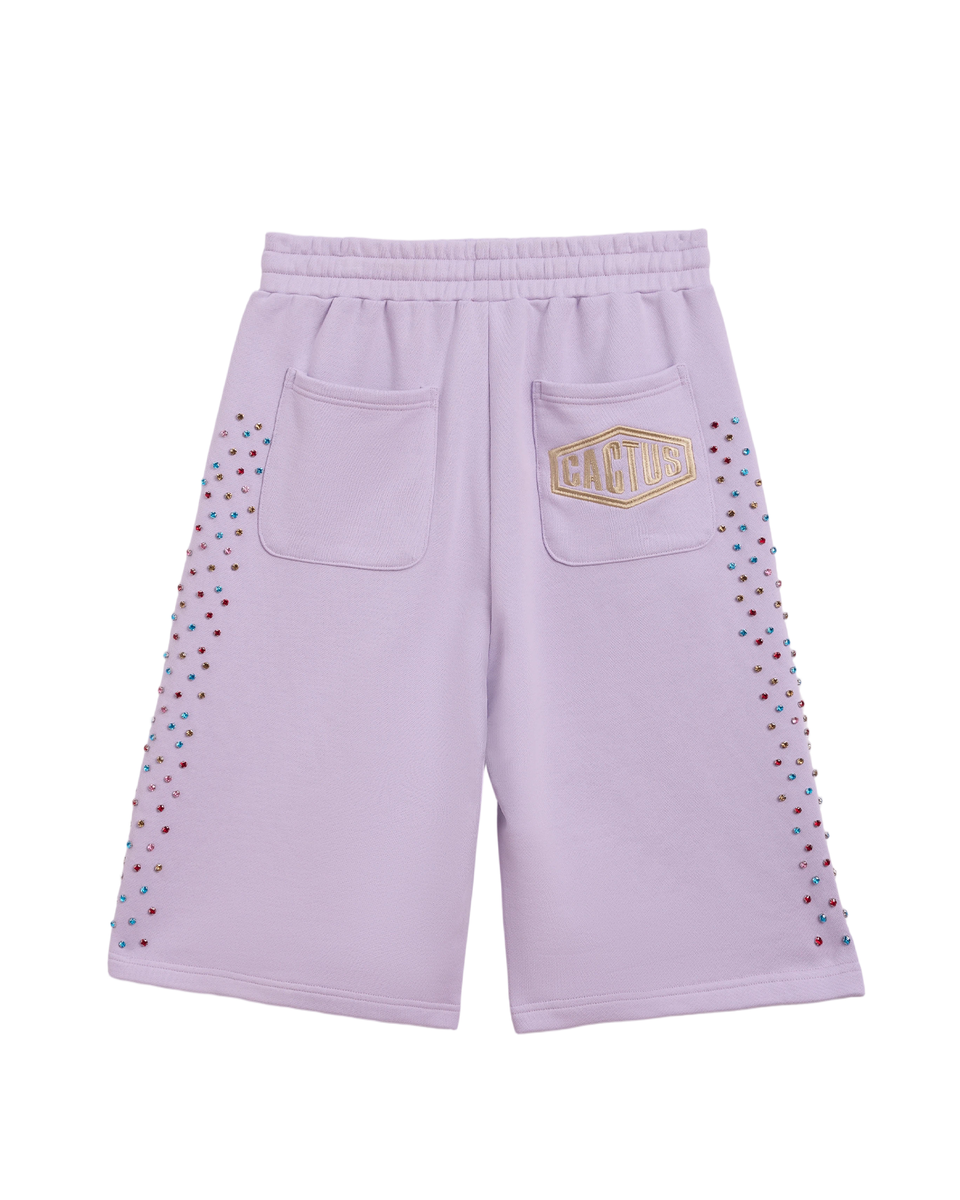 AZVA Crystal Cactus Sweat Shorts Lavender