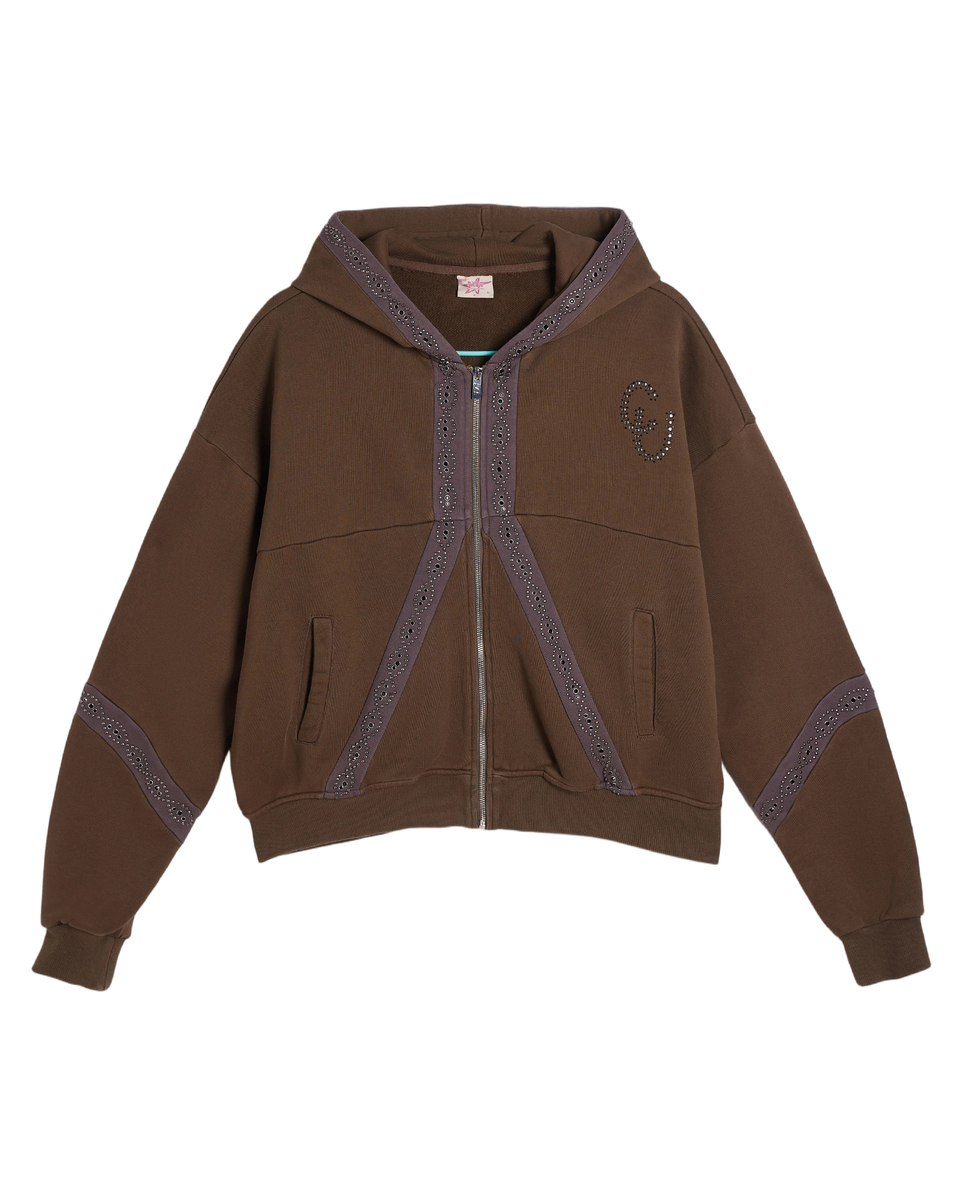 AZVA Crystal Cross ZIP UP HOODIE