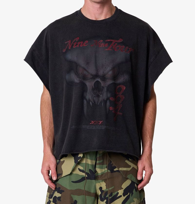 MNML Skull Cut Off Tee Washed Black