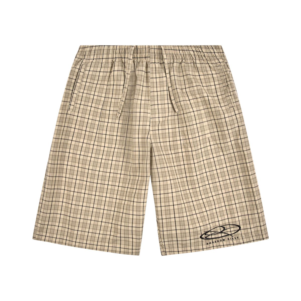 BOREDOM KILLS Lounge Plaid Track Shorts (khaki)