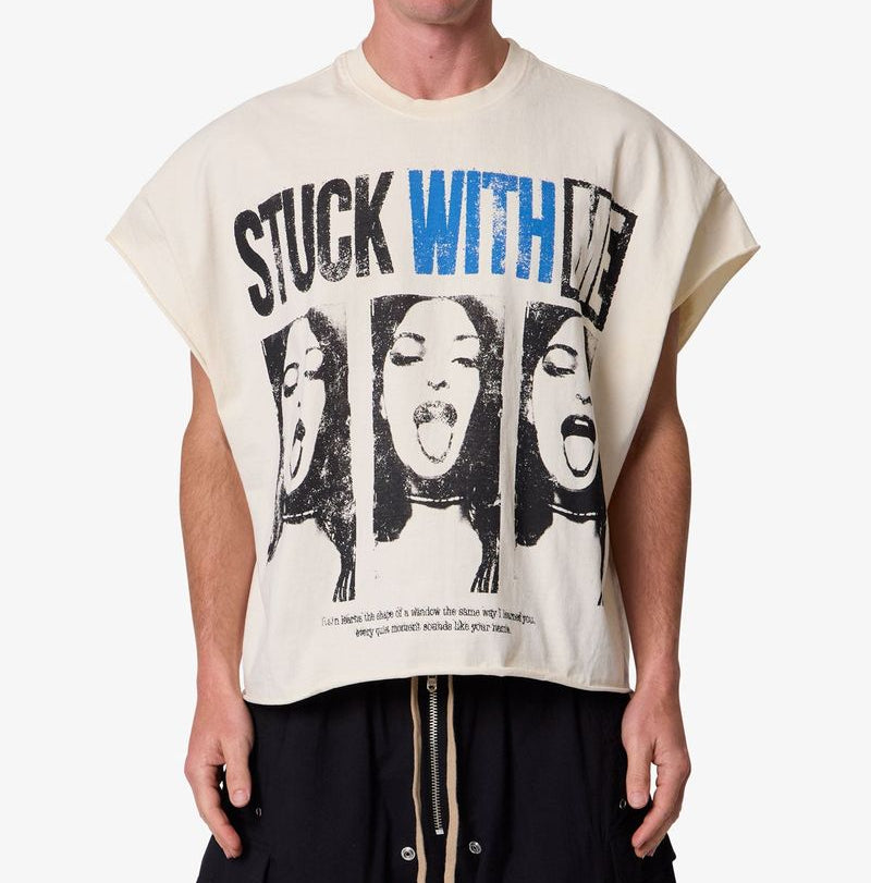 MNML Stuck With Me Cut Off Tee Off White