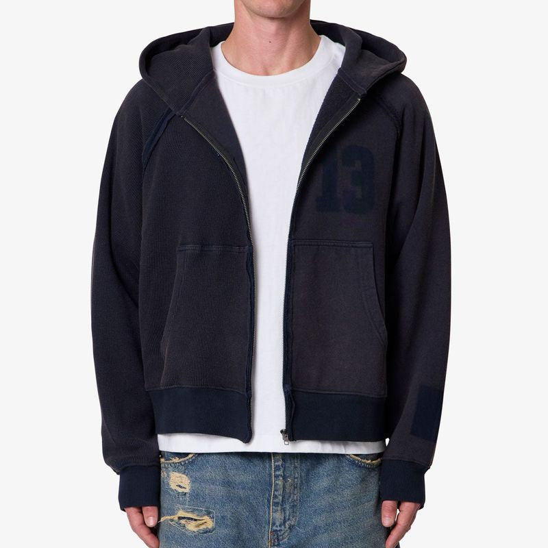 MNML Half & Half Zip Up Hoodie - Washed Black
